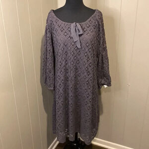 Garnet Hill 6 Lace pill dress Separate Liner Dress Dark Grey Floral